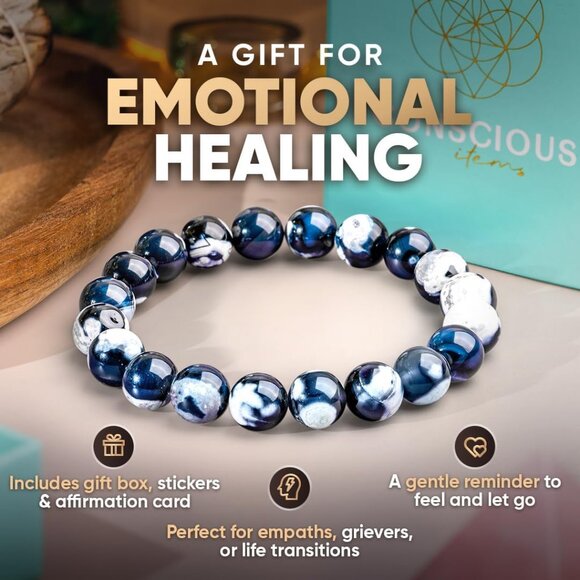 Healing & Calm Natural Orca Agate Bracelets for Women & Men, Stress Relief & Emo - Picture 6 of 7